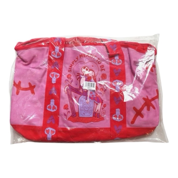 NWT Disney Cotton Tote Nightmare Before Christmas Jack & Sally on a tombstone - Picture 3 of 6